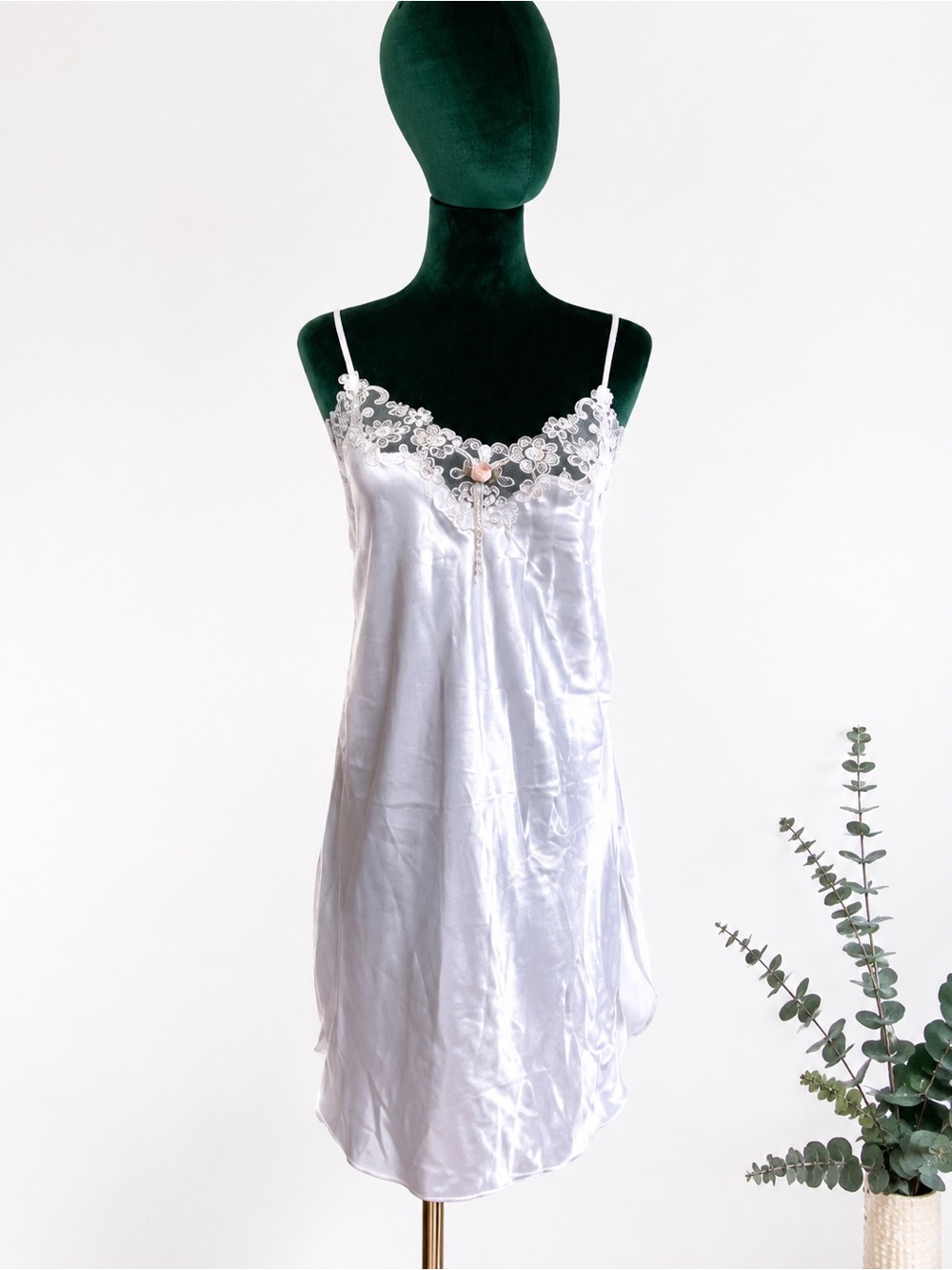 Vintage California Dynasty Satin Slip Dress M Bridal Lingerie Romantic Coquette